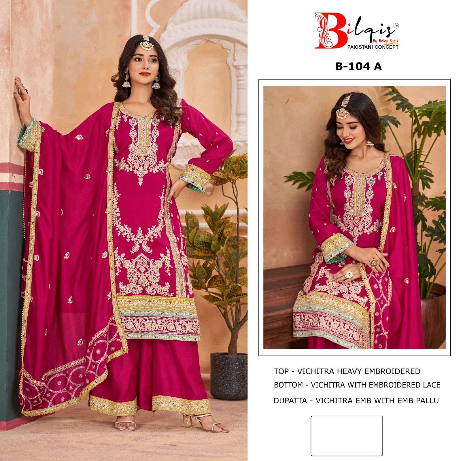 BILQISTM B-104 VICHITRA HEAVY EMBROIDERY WEDDING WEAR SUIT M...