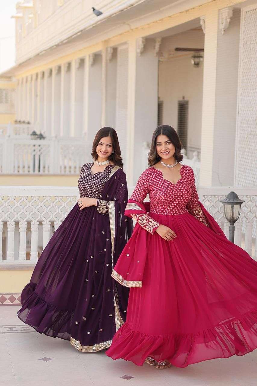 Blooming Fabrics With Long Anarkali Style Function Special K...