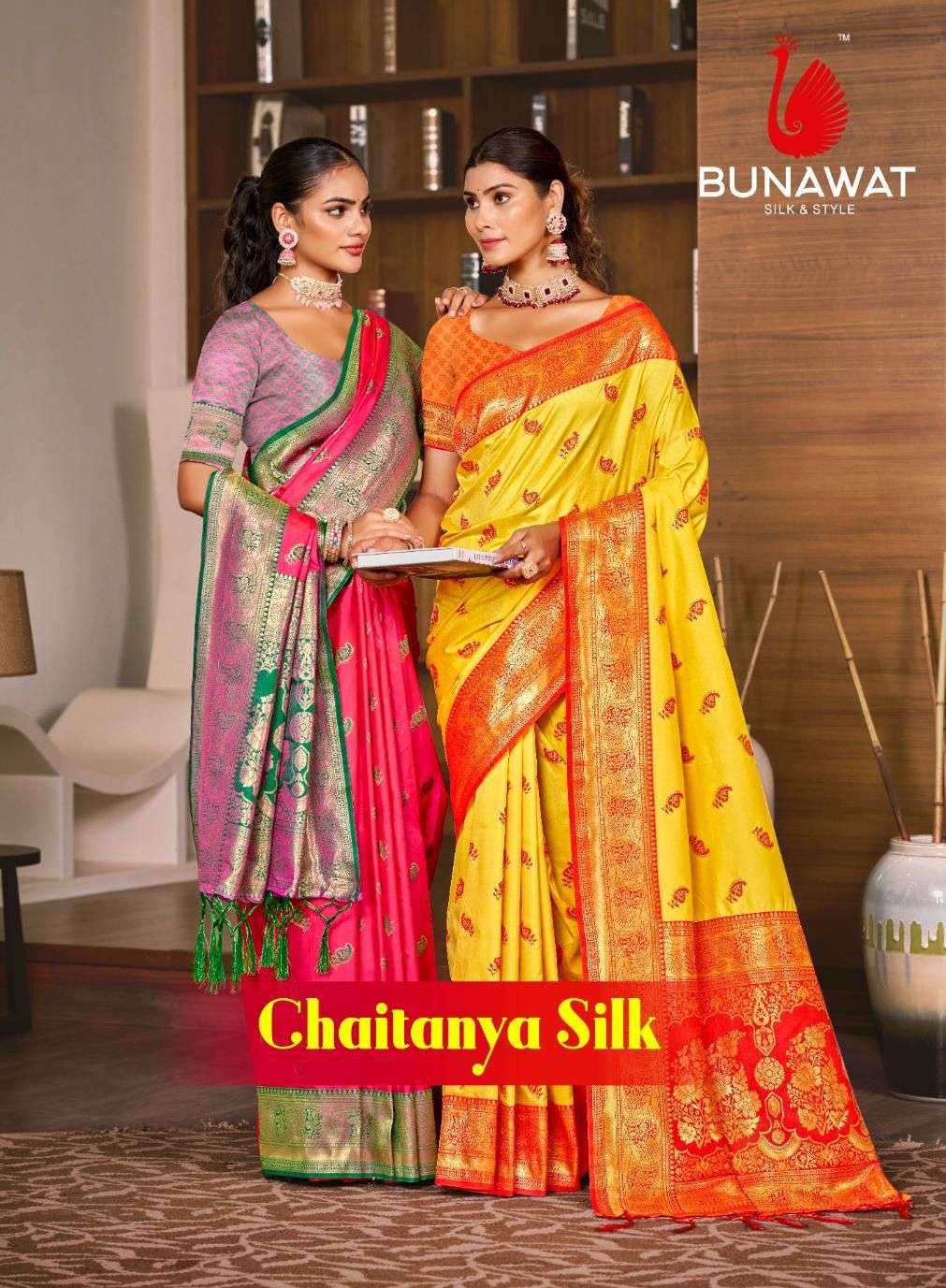 Bunawat chaitanya silk with weaving design saree supplier in...