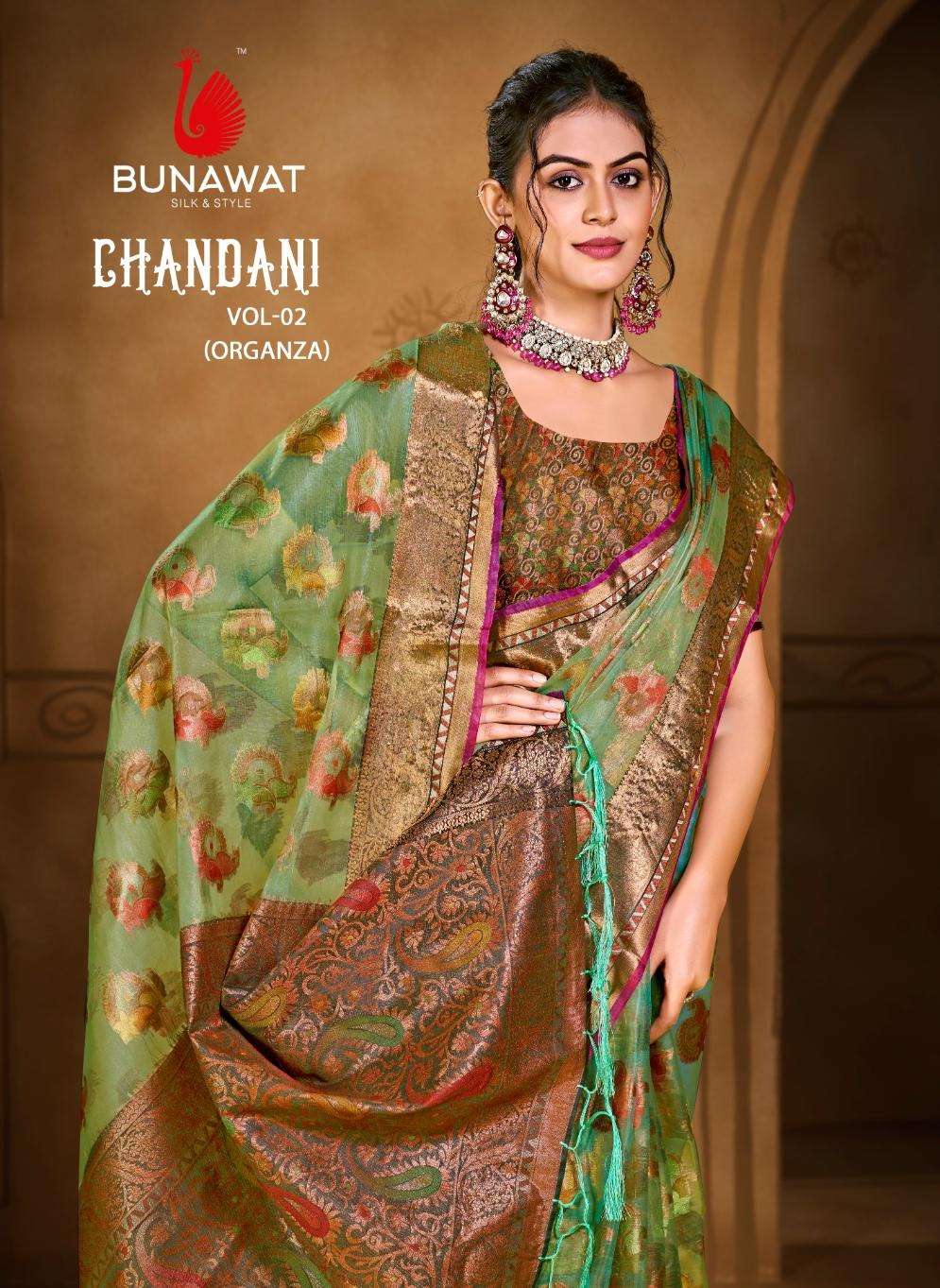 Bunawat Chandani vol 2 Orgnaza silk. Sari weaving designer s...