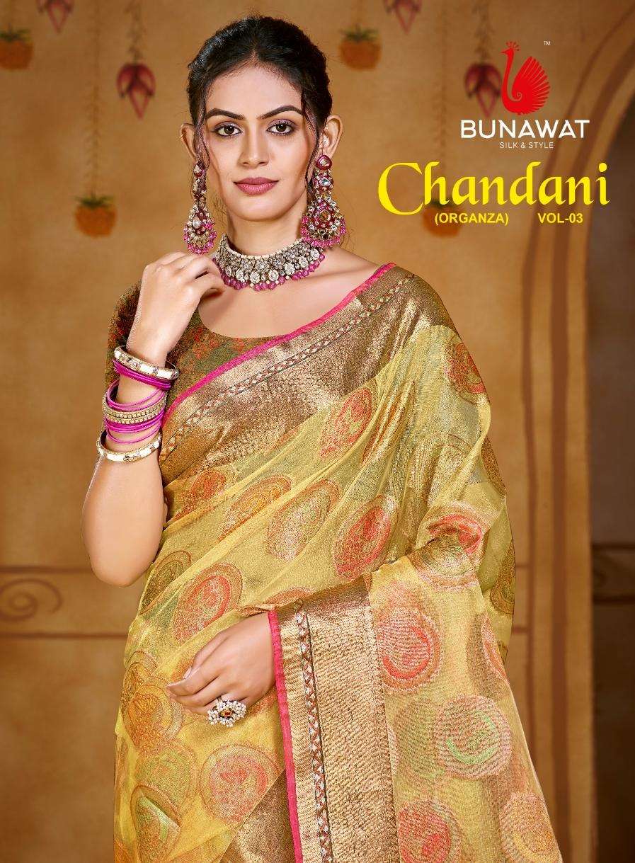 Bunawat chandani vol 3 Organza with weaving design saree sup...