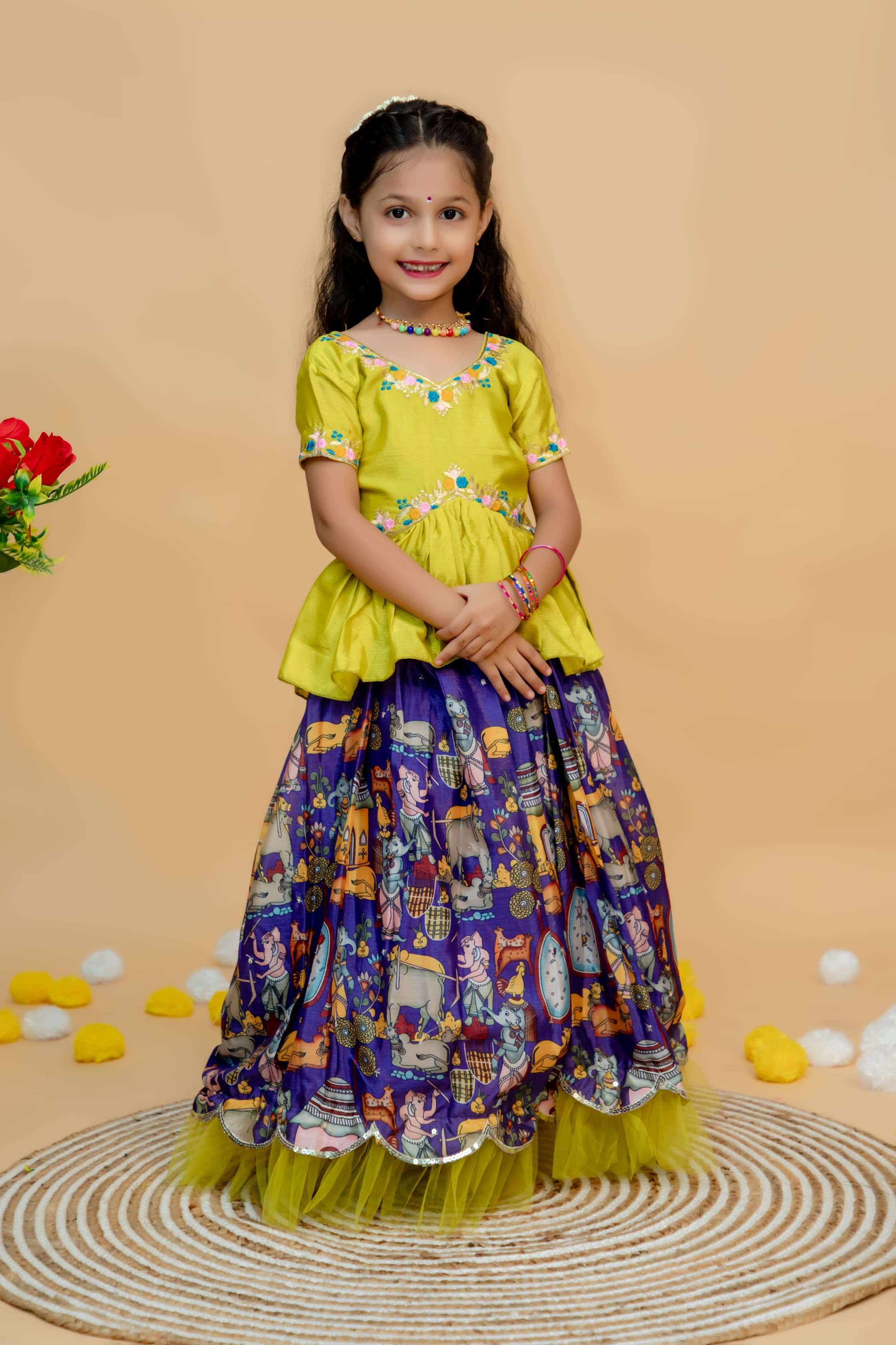 Chinon Silk With Traditional Look Kids Special Crop top Styl...