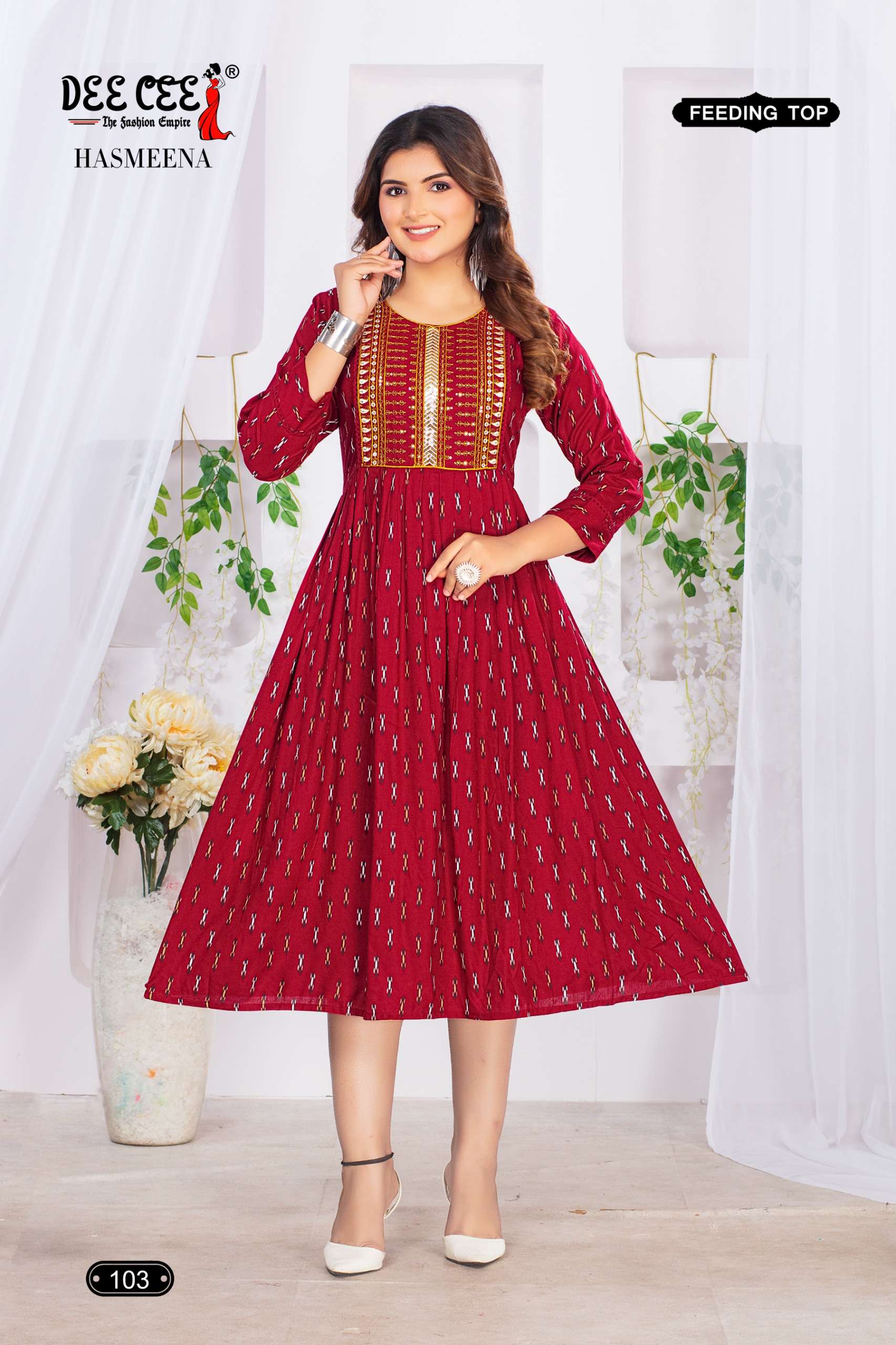 DEECEE HASMEENA RAYON FEEDING KURTI READY DEALER IN SURAT