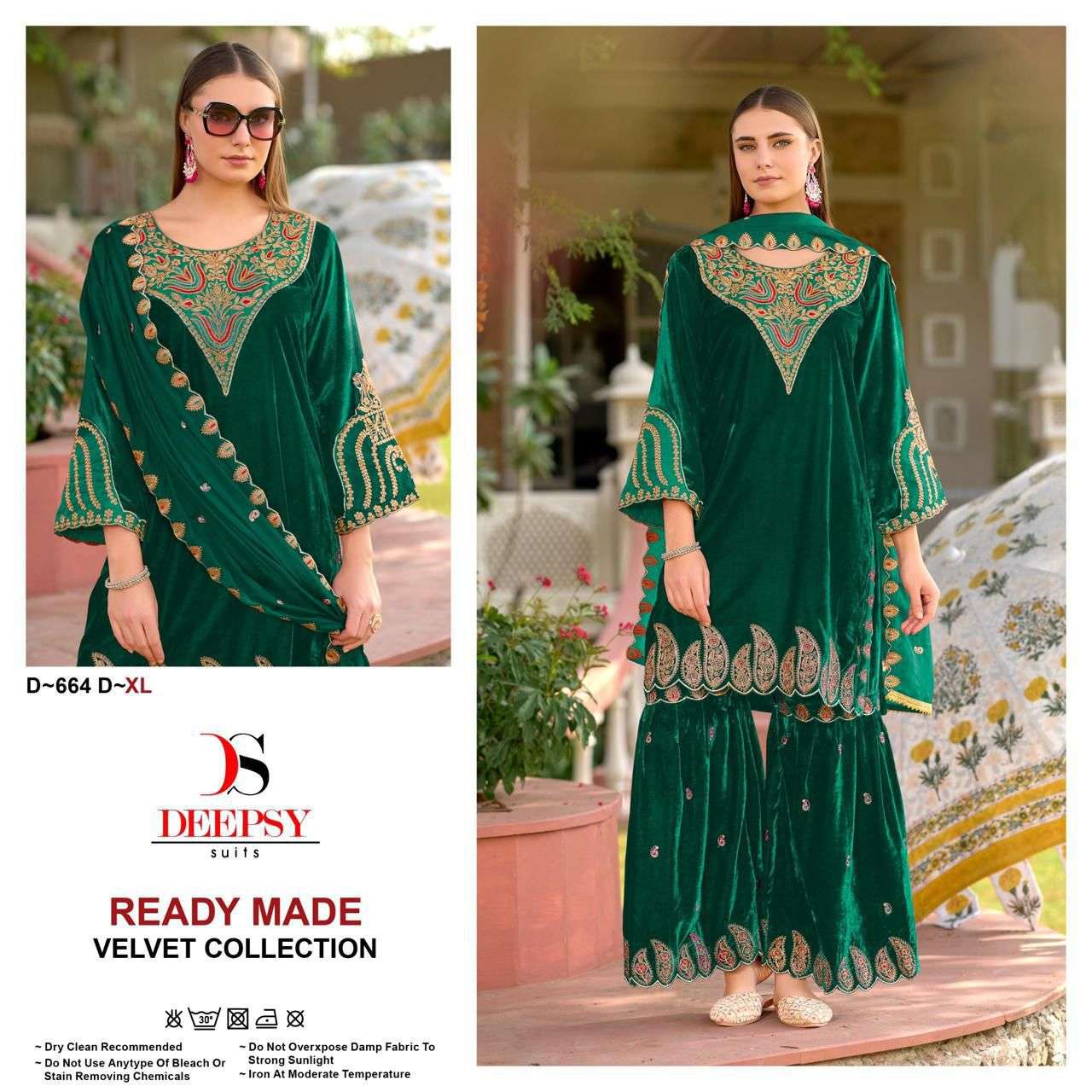 DEEPSY SUIT VOL 664 VELEVT EMBROIDERY PARTY WEAR GHARARA SUI...