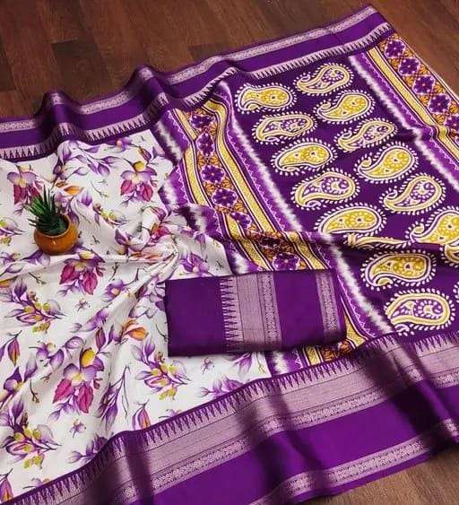 Dola silk with flower printed regular wear saree supplier in...