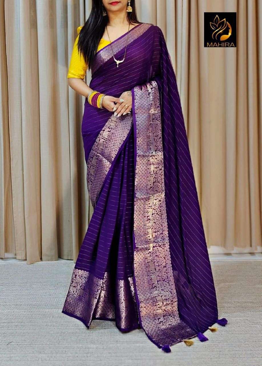 Elephan Weaving Border With Silk Fabric Part Wear Look Saree...