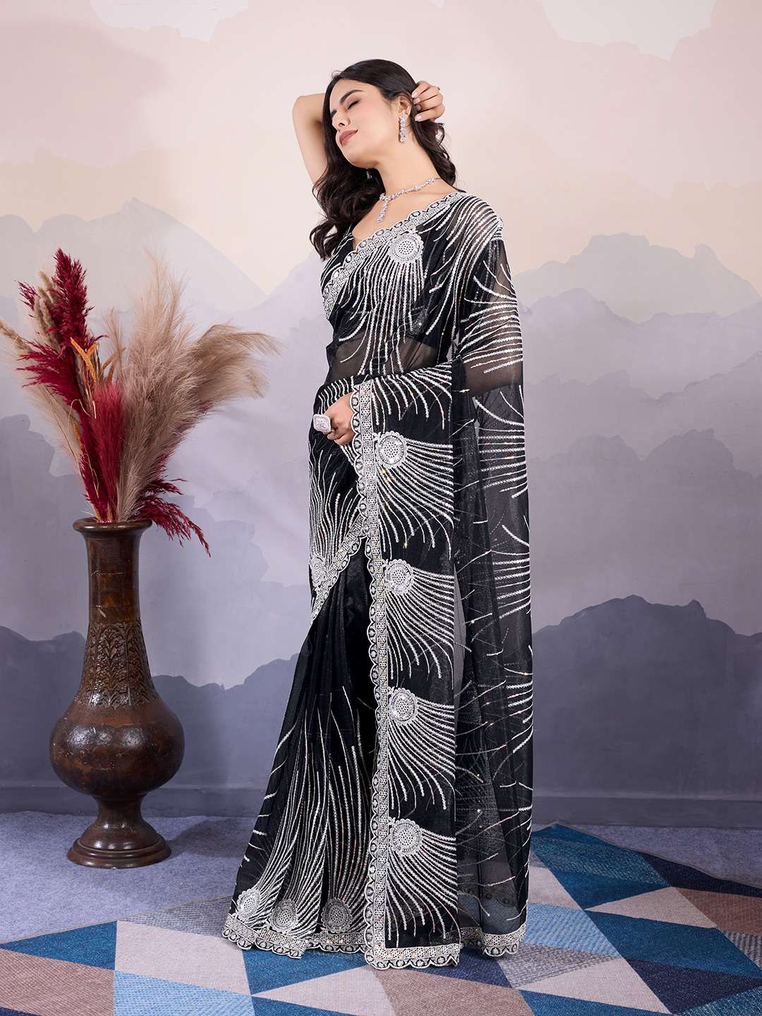 Exclusive Net Fabric with party wear look saree supplier in ...