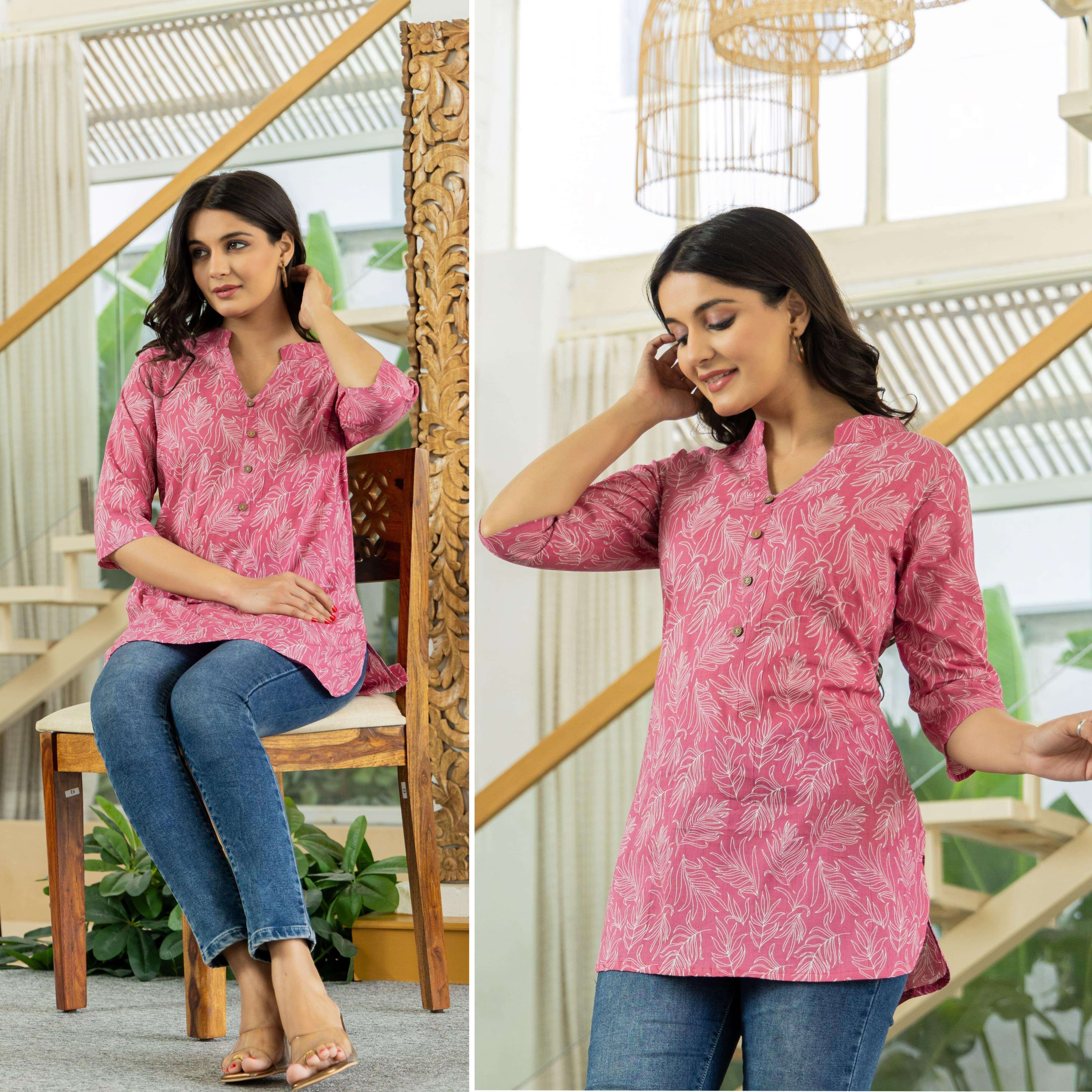 FF COTTON HIGH NECK DESIGNER SHORT TOP RESELLER SURAT  