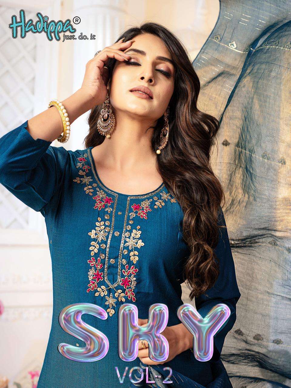 HADIPPA SKY VOL-2 HEAVY VETICAN HANDWORK KURTI KAMEEZ DEALER...