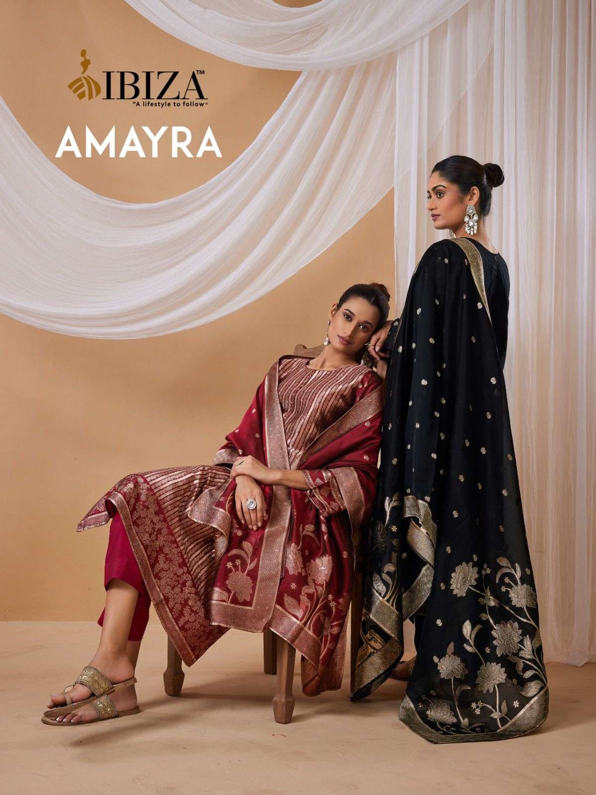 IBIZA AMAYRA BANGLORY SILK PARTY WEAR SUIT MATERIAL WHOLESAL...