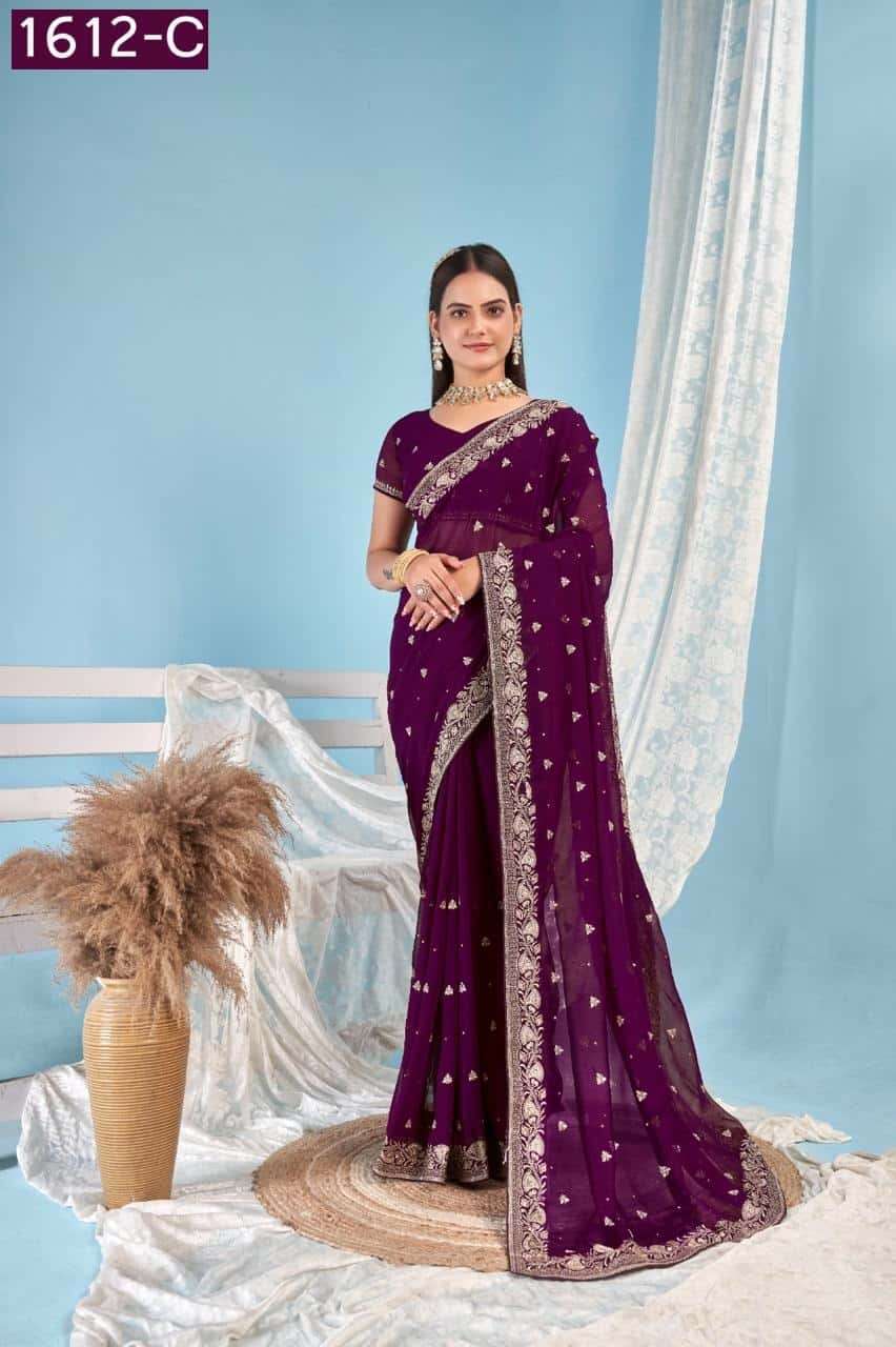 JAYSHREE 1612 COLOURS DESIGNER GEORGETTE FABRICS SAREE SUPPL...