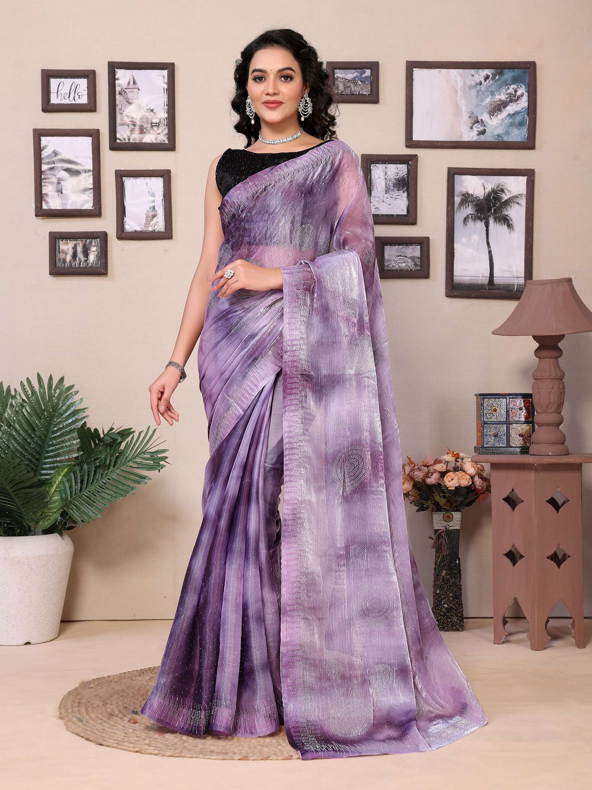 Jimmy choo fabric fancy look saree supplier in surat