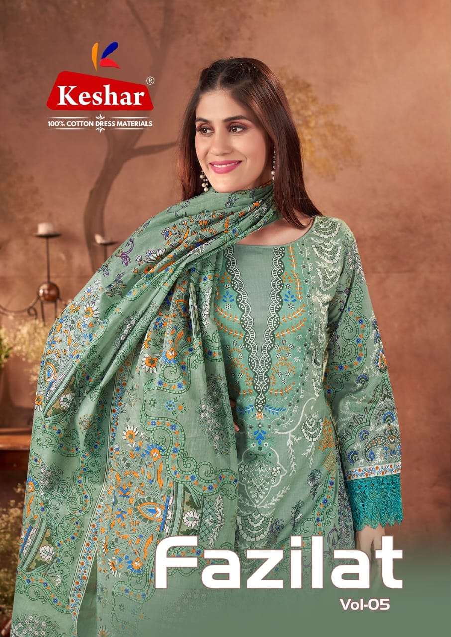 KESHAR FAZILAT VOL-5 PAKISTANI PARTY WEAR COTTON EXCLUSIVE M...