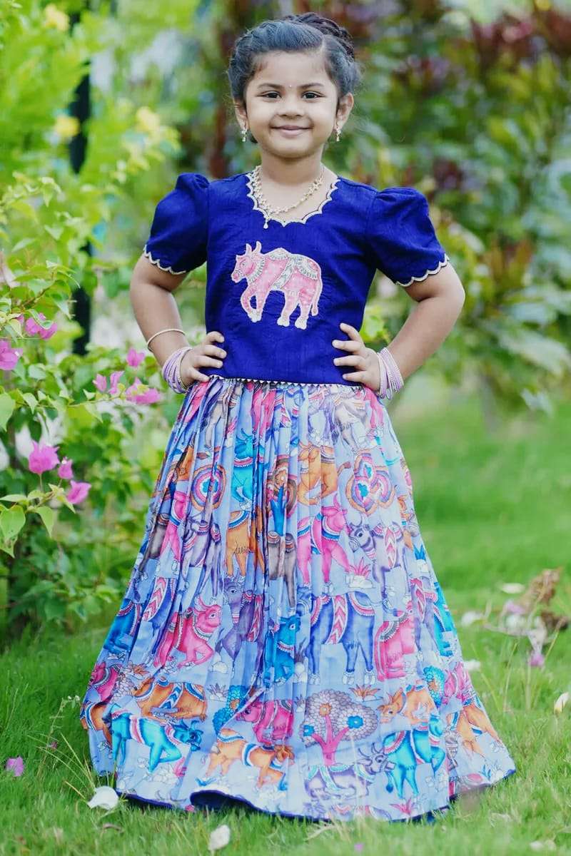 KIDS SPECIAL CHINON SILK PRINTED LEHENGA CHOLI SUPPLIER IN S...