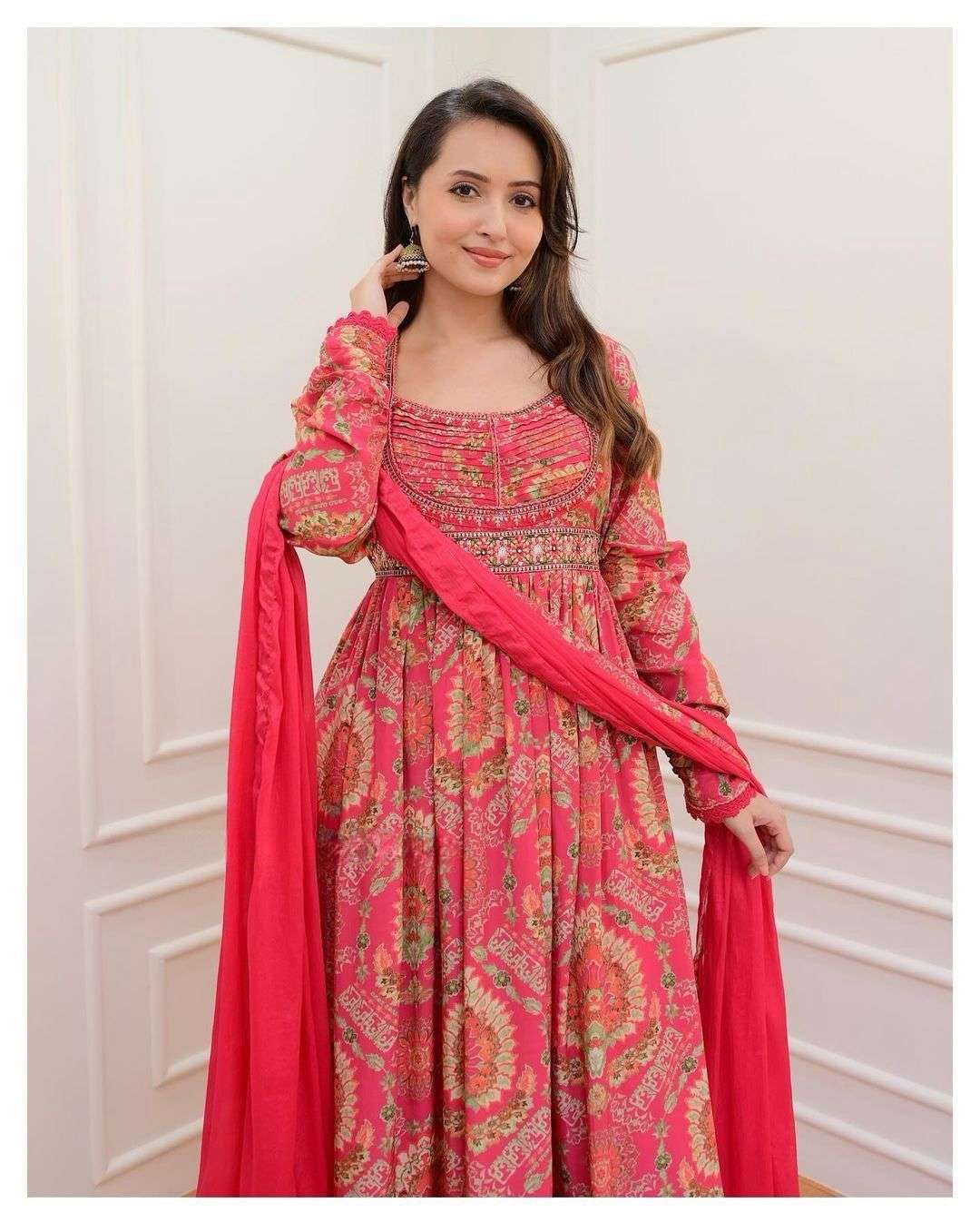 LADY ANARKALI MIRROR WORK MULTICOLOR DRESS READY MADE RESELL...
