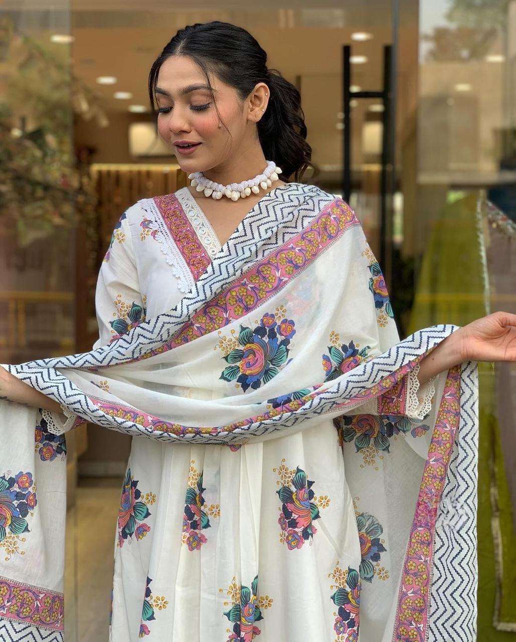 LADY COTTON WHITE FESTIVAL SPECAL FANCY SUIT WHOLESALE PRICE...