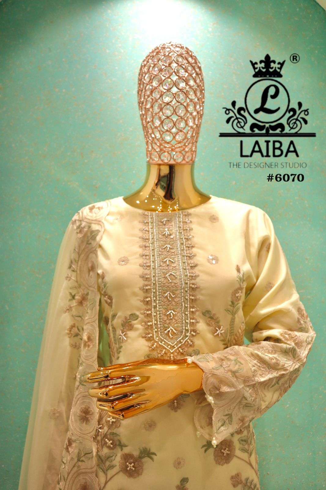 LAIBA 6070 ORGANZA HANDWORK OUTFIT SUIT READY DEALER IN SURA...