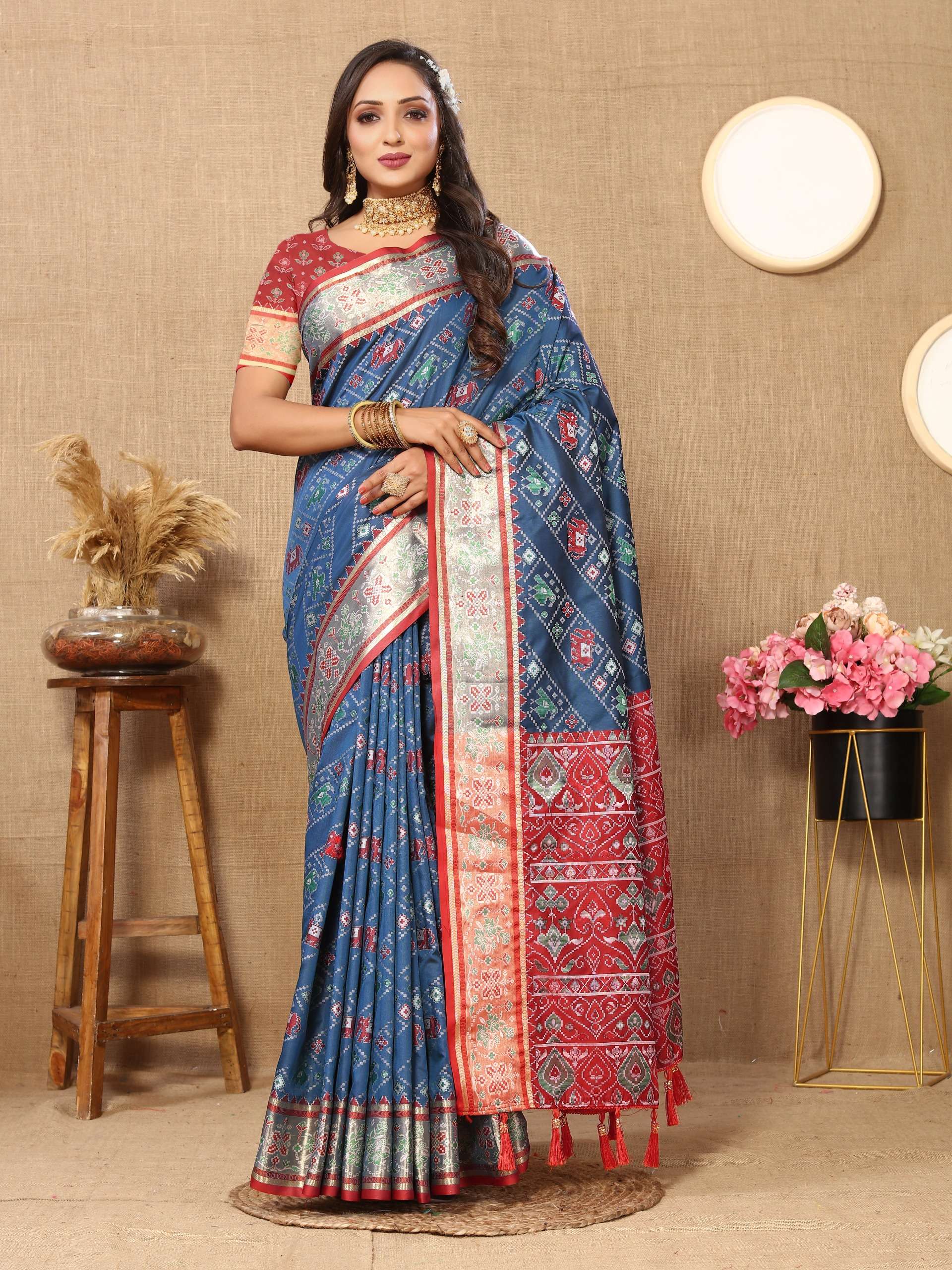 MENAKARI PATOLA WEAVING DESIGN WITH SILK FABRICS TRADITIONAL...