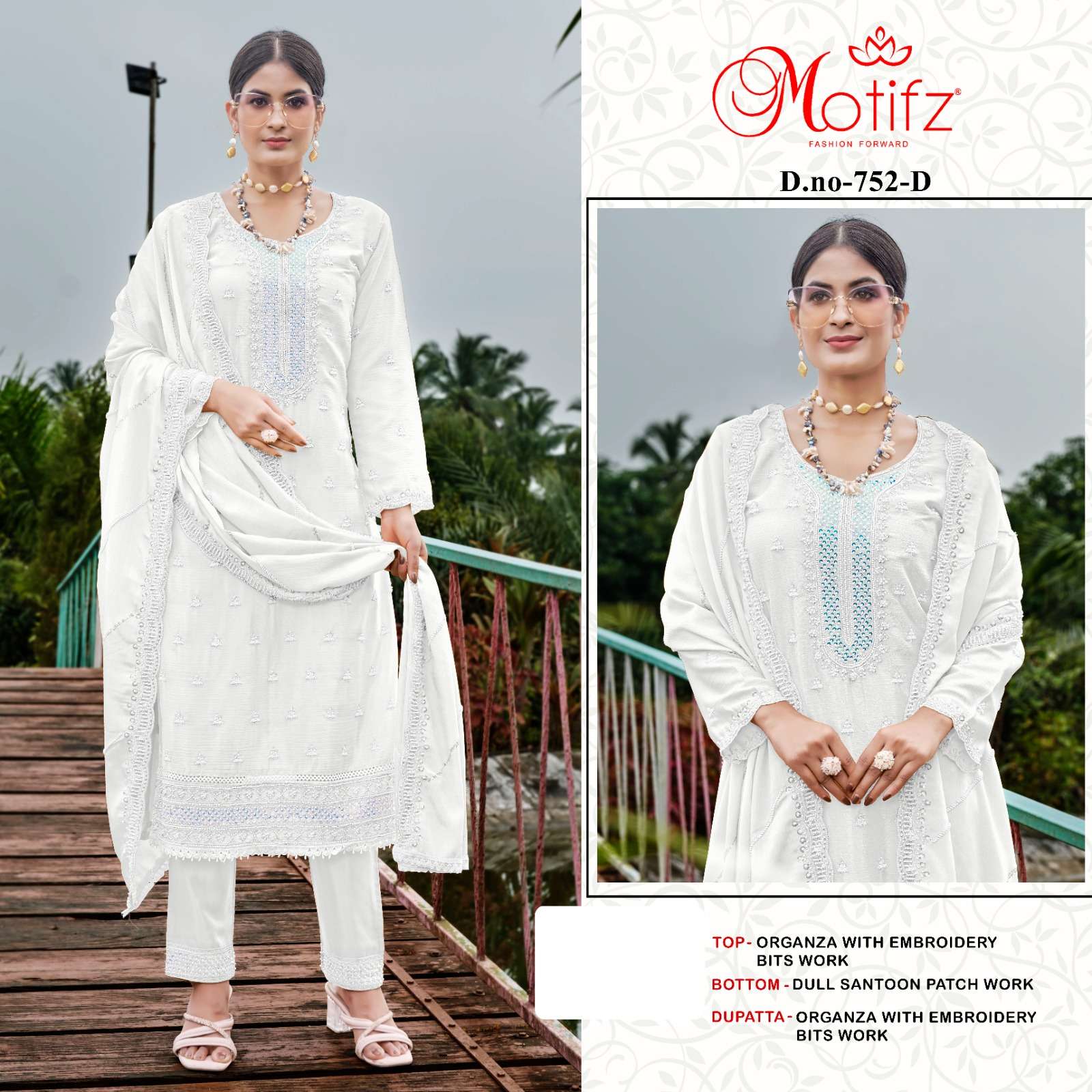 MOTIFZ 725-A ORGANZA WORK BEAUTIFUL NEW LOOK MATERIAL WHOLES...