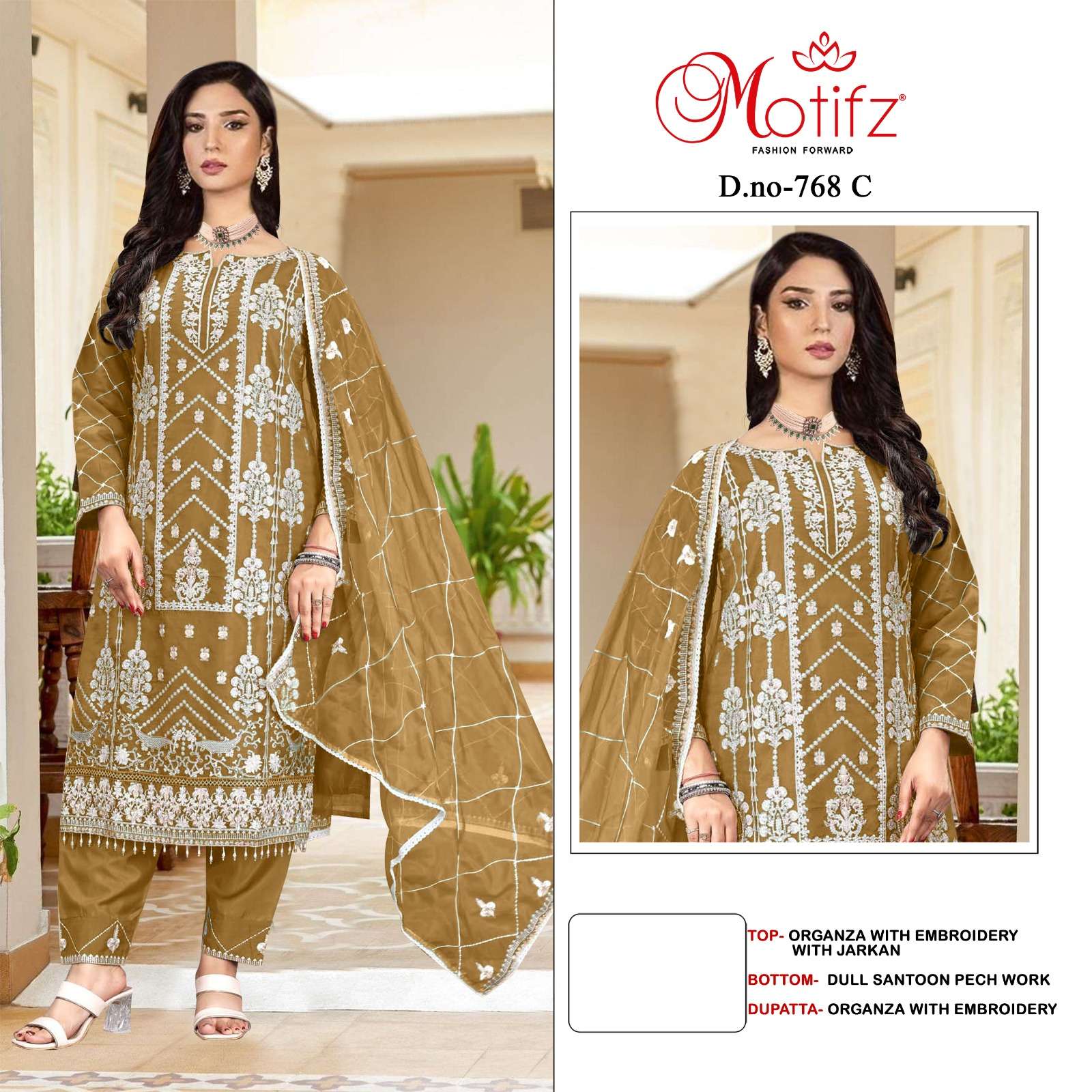 MOTIFZ 768 SIFFON EMBROIDERY WORK PARTY WEAR SUIT MATERIAL D...