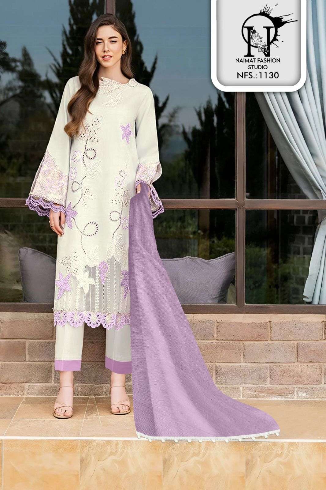 NAIMAT VOL 1130 TUNIC CLASSIC INDIAN EMBROIDERY SUIT READY W...