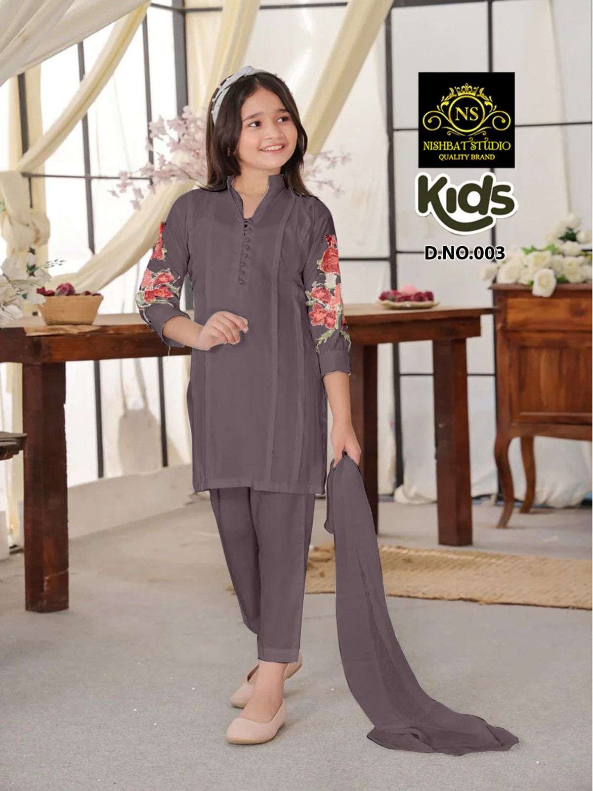 NISHBAT KIDS-3 GEORGETTE STYLISH SUIT READY MADE SUPPLIER IN...