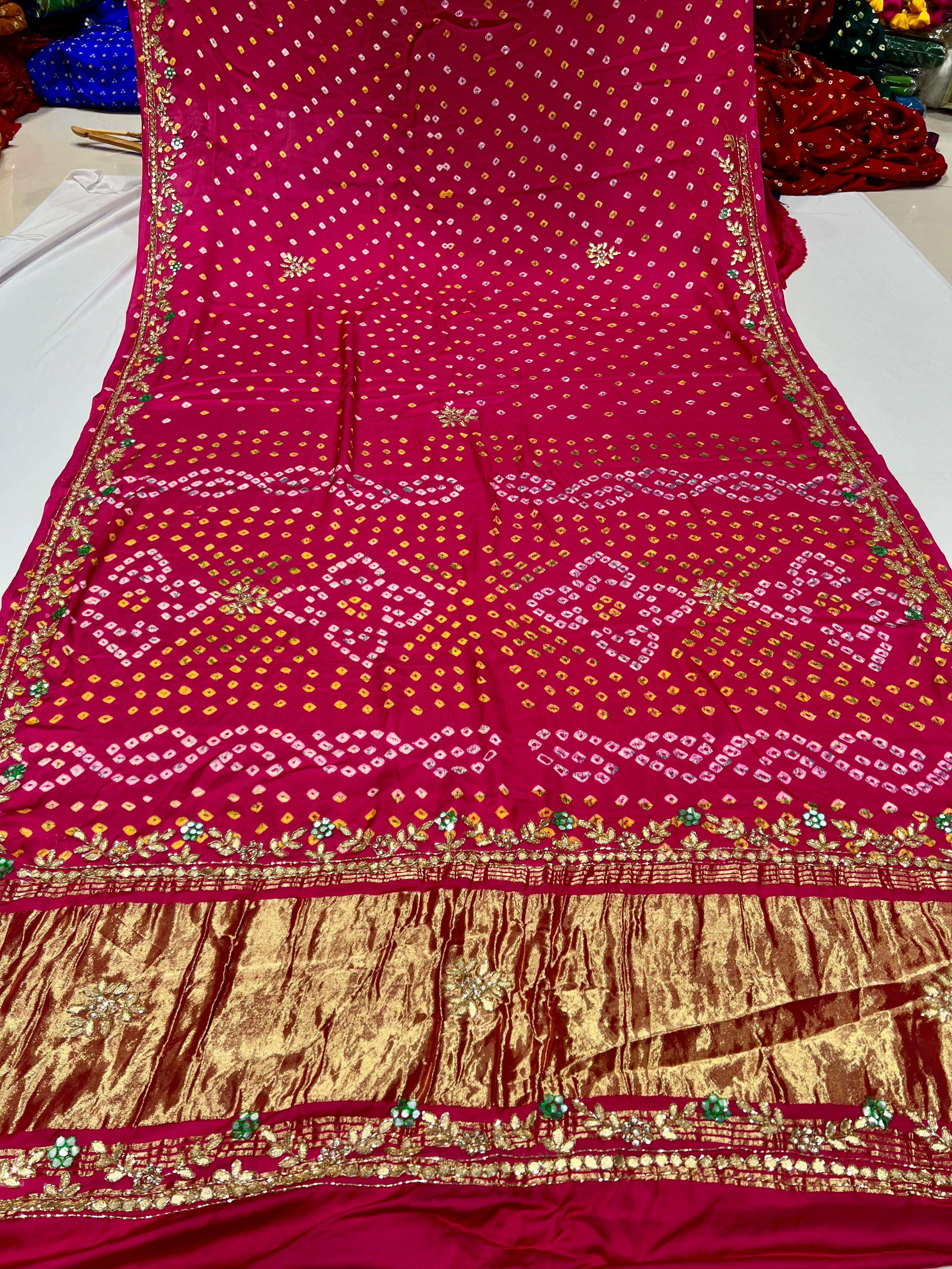 ORIGINAL GAJJI SILK BANDHANI WITH GOTTA PATTI SAREE COLLECTI...