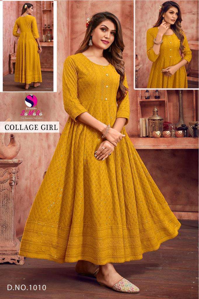 SAMARA COLLEGE GIRL RAYON CHIKAN SHIFFLI LOG KURTI DEALER IN...