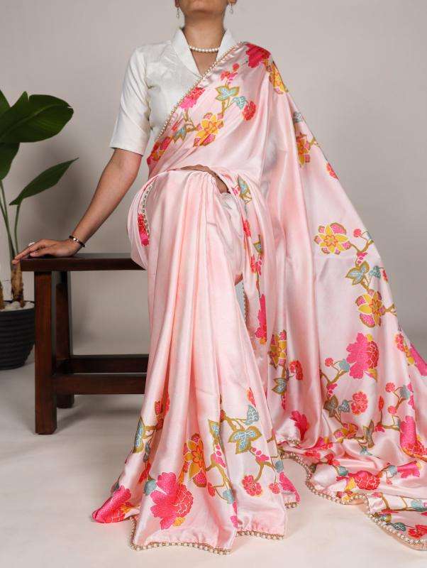 Satin Silk Digital Printed Party Wear Look Saree Supplier in...