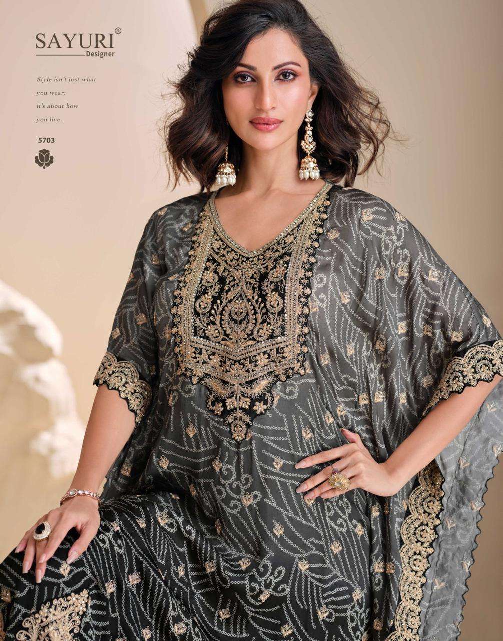 SAYURI DESIGNER JHOOMAR VISCOSE NATUREL  FANCY KAFTAN READY ...