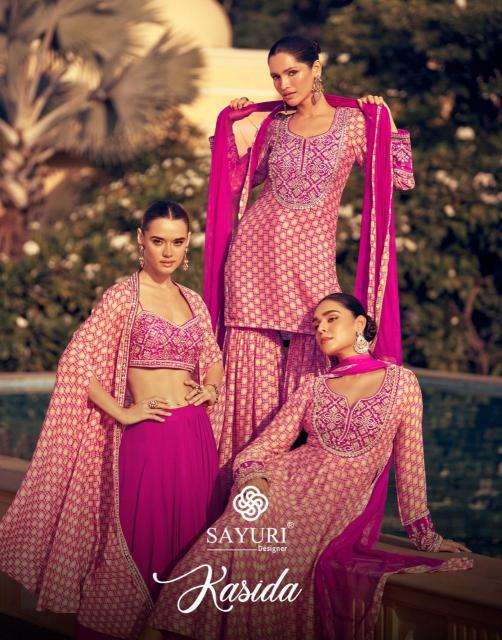 Sayuri Designer Kasida Wedding Special Pink Shades Readymade...