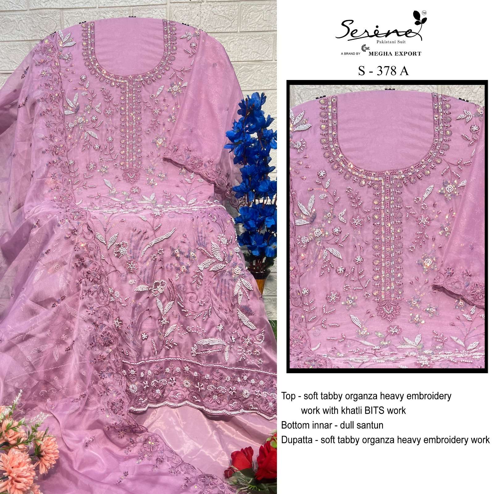 SERINE S-378 SOFT TABBY SILK EMBROIDERY WEDDING WEAR SUIT MA...