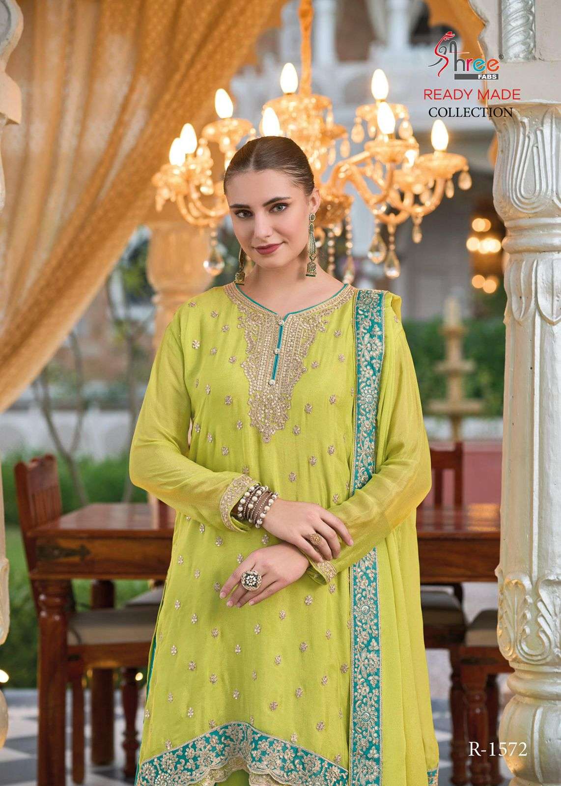 SHREE FABS 1572 FANCY STYLISH CHINON SILK PALAZZO READY SUIT...