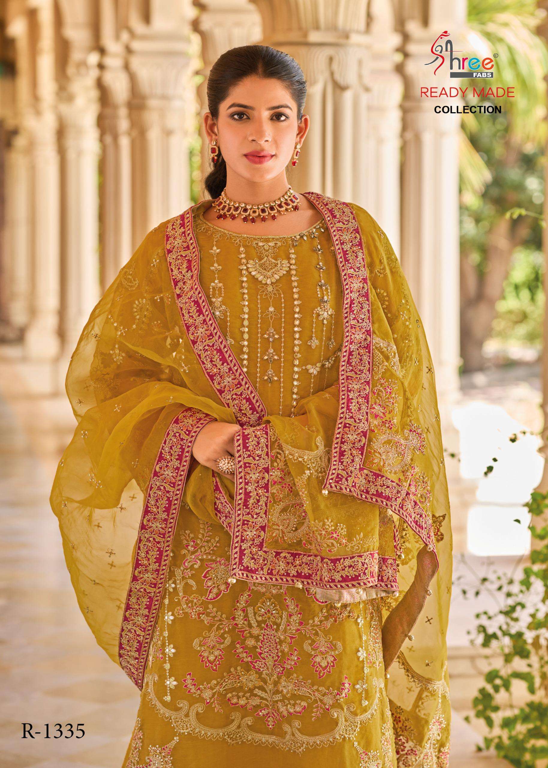 SHREE FABS ORGANZA R-1335 EMBROIDERY WADDING WEAR SUIT DEALE...