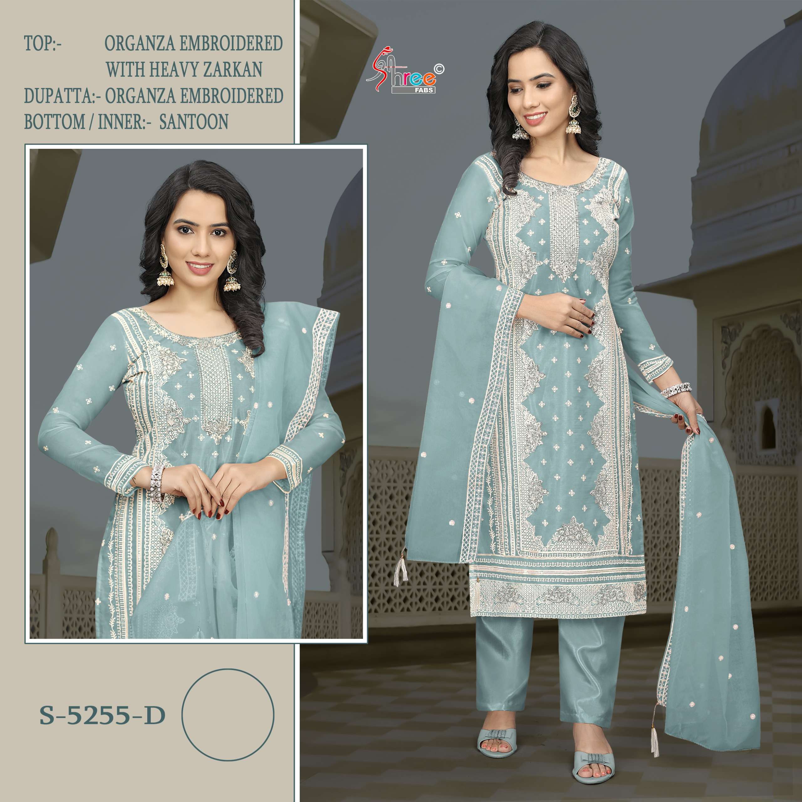 SHREE FABS S-5255 ORGANZA HEAVY EMBROIDERY WEDDING WEAR SUIT...