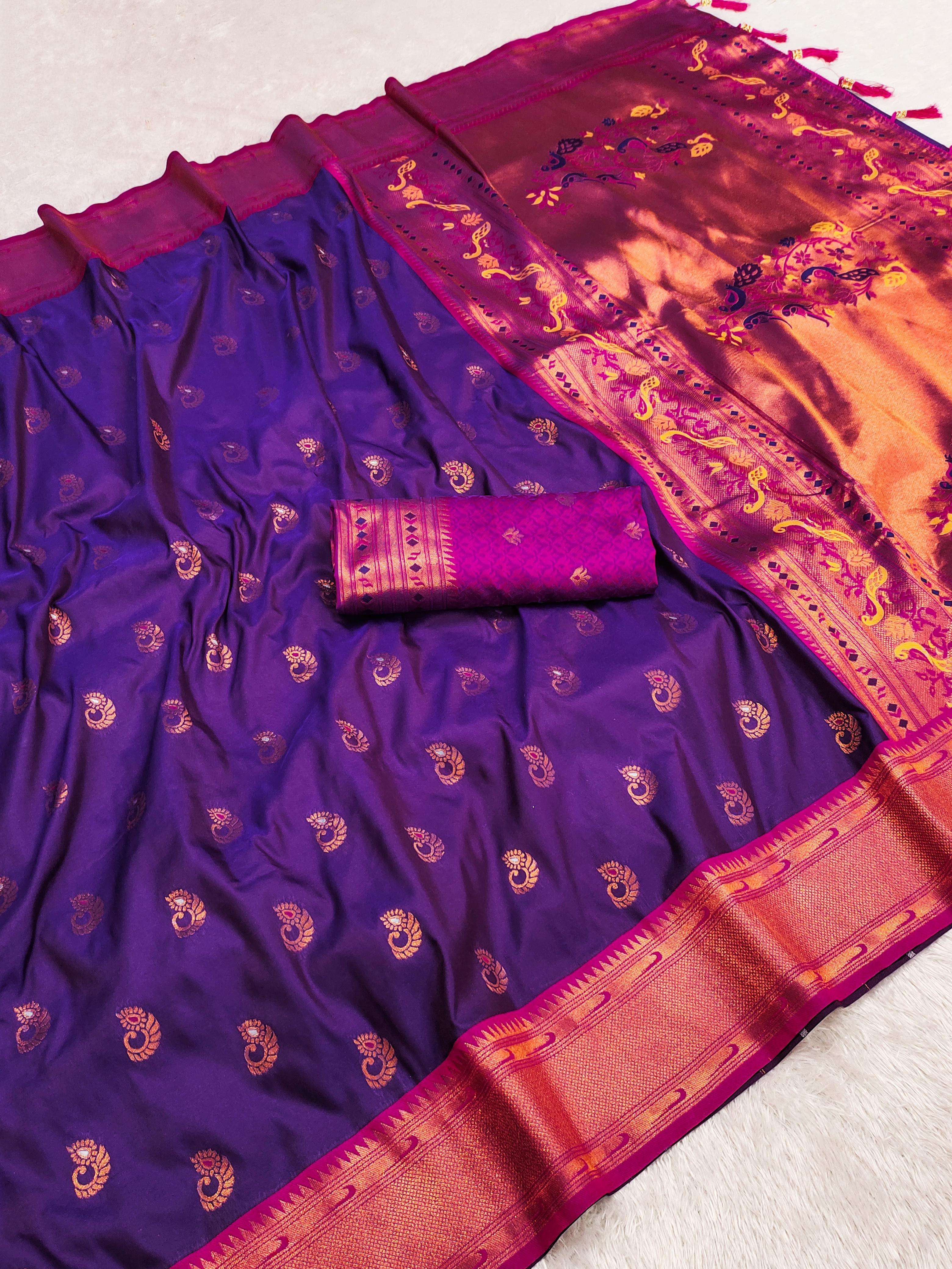 Silk Paithani Design silk fabric Royal Look Saree Supplier i...