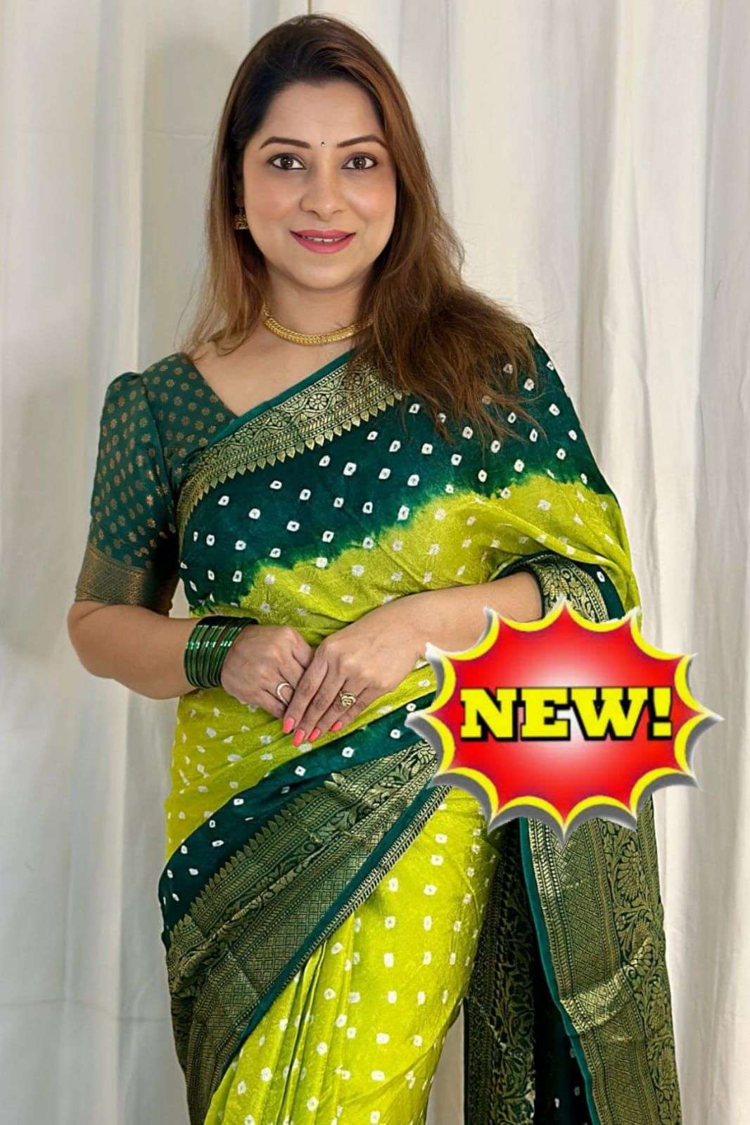 TRADITONAL BANDHEJ PRINTED COTTON FARBICS SAREE SUPPLIER 