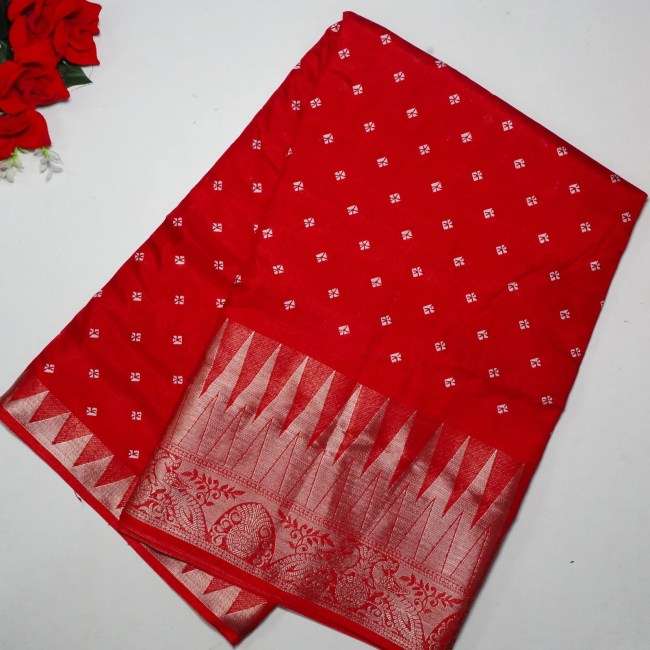 Velentain days special red shades Dola silk saree supplier i...