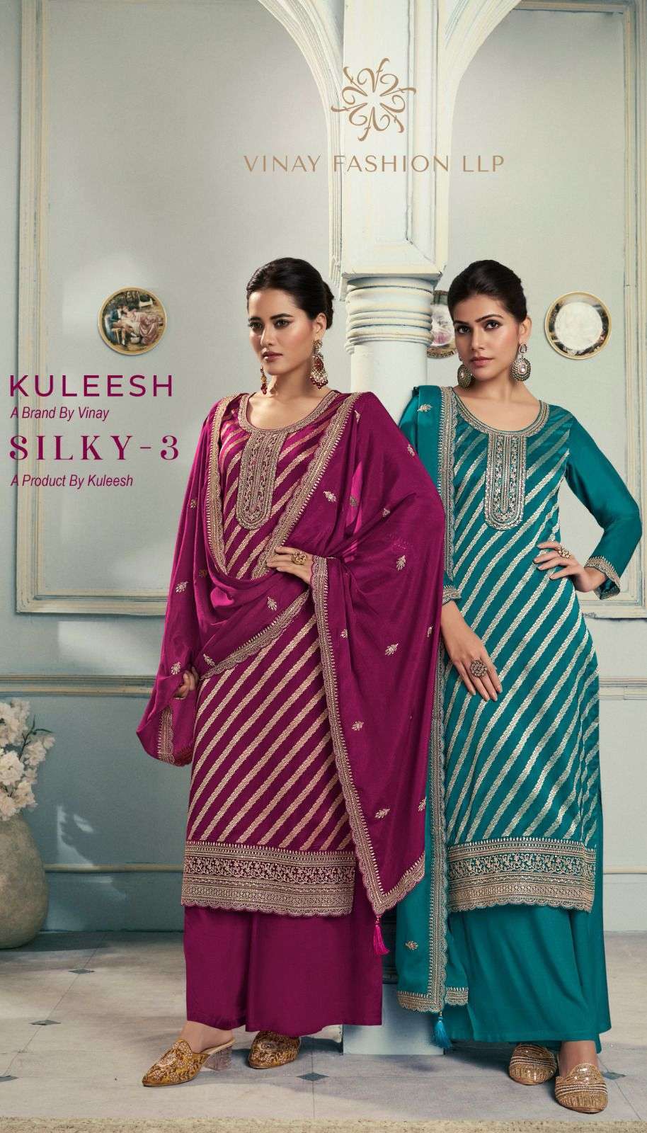 VINAY FASHION KULEESH SILKY VOL 3 SILK JACQUARD DESIGN SUITS...