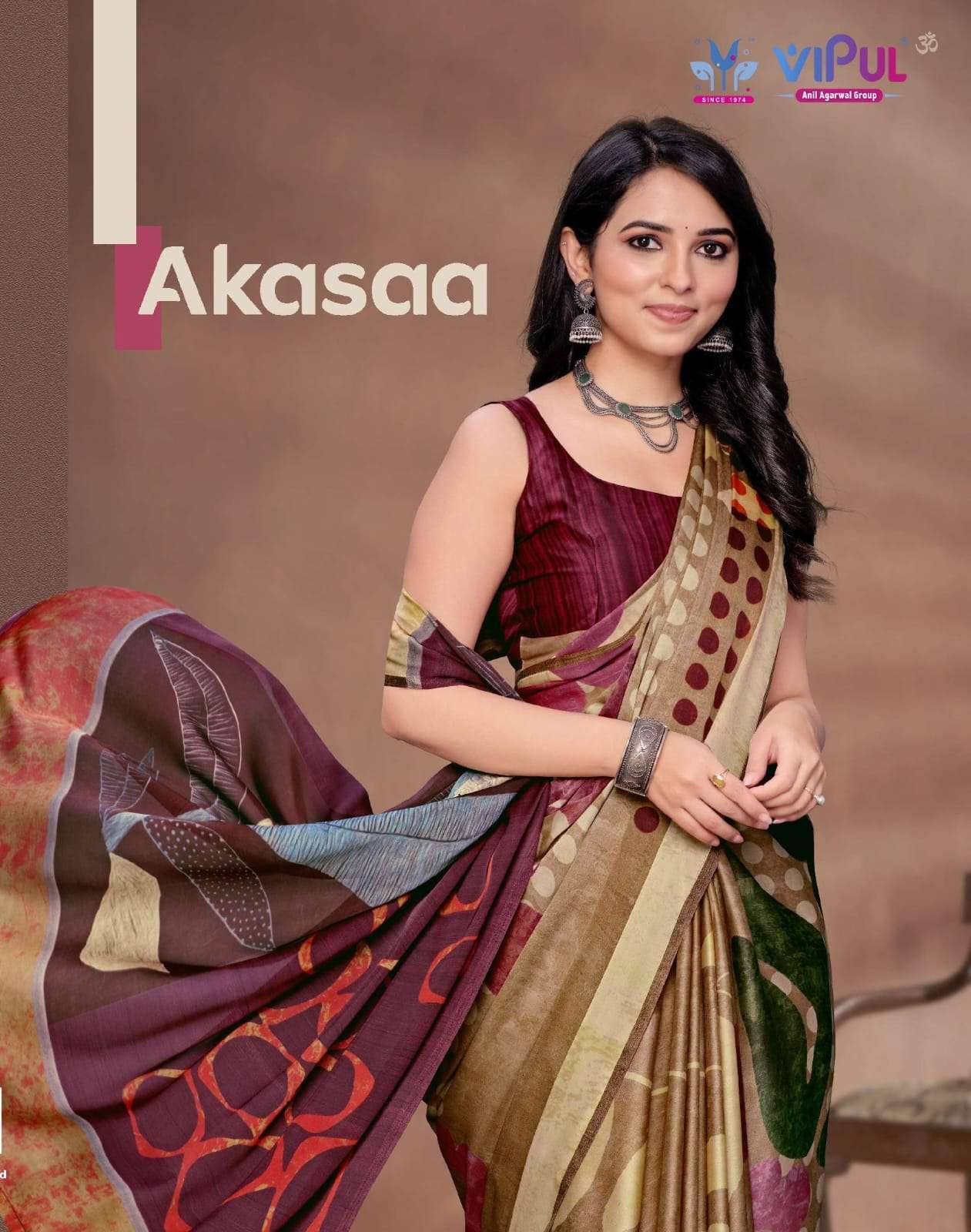 Vipul Fashion Akasaa Printed Satin Silk Saree SIngle Supplie...