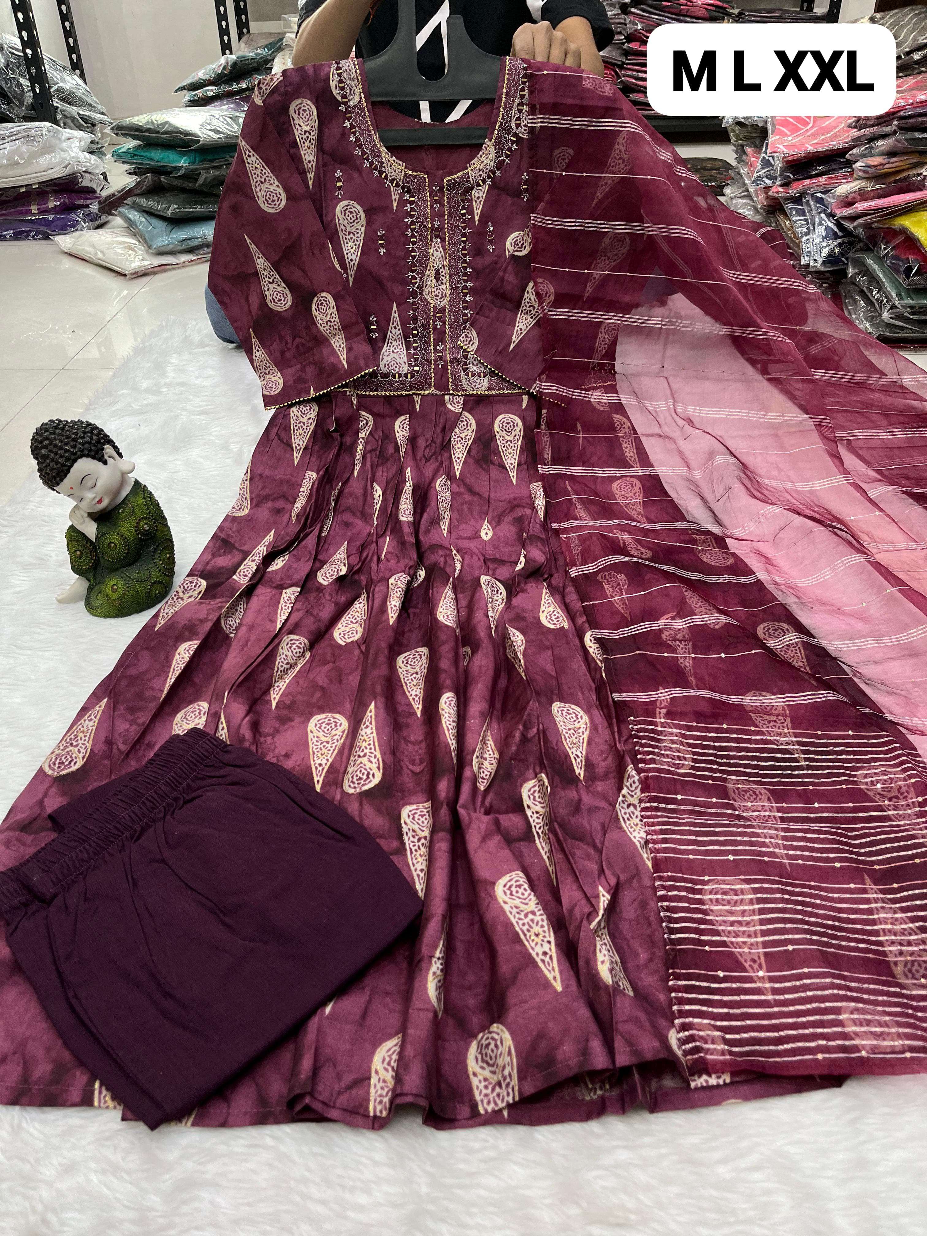 VRD 3 PIC NAIRA SILK SUIT MIRROR WORK DEALER IN SURAT