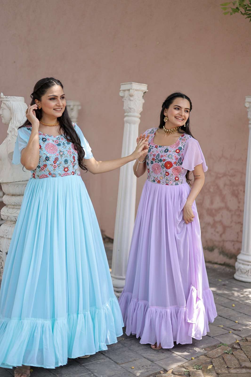  KAILEE FASHION K-1055 GEORGETTE MULTICOLOR GOWN PRETTY LOOK...