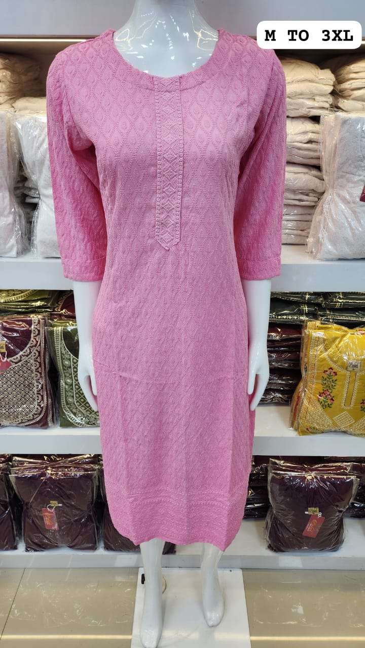 VRD RAYON CHIKAN KARI KURTI NEW LOOK READY DEALER IN SURAT  