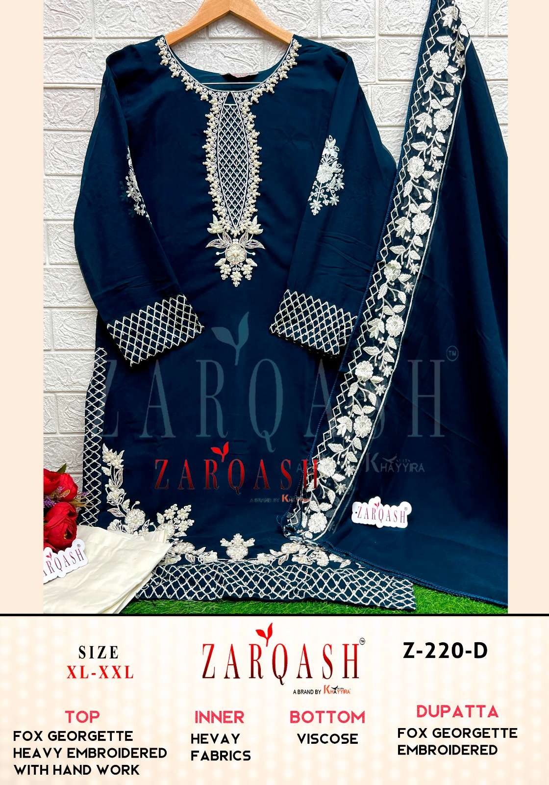 ZARQASH 220 EMBROIDERY PAKISTANI PRETTY SUIT READY MADE DEAL...