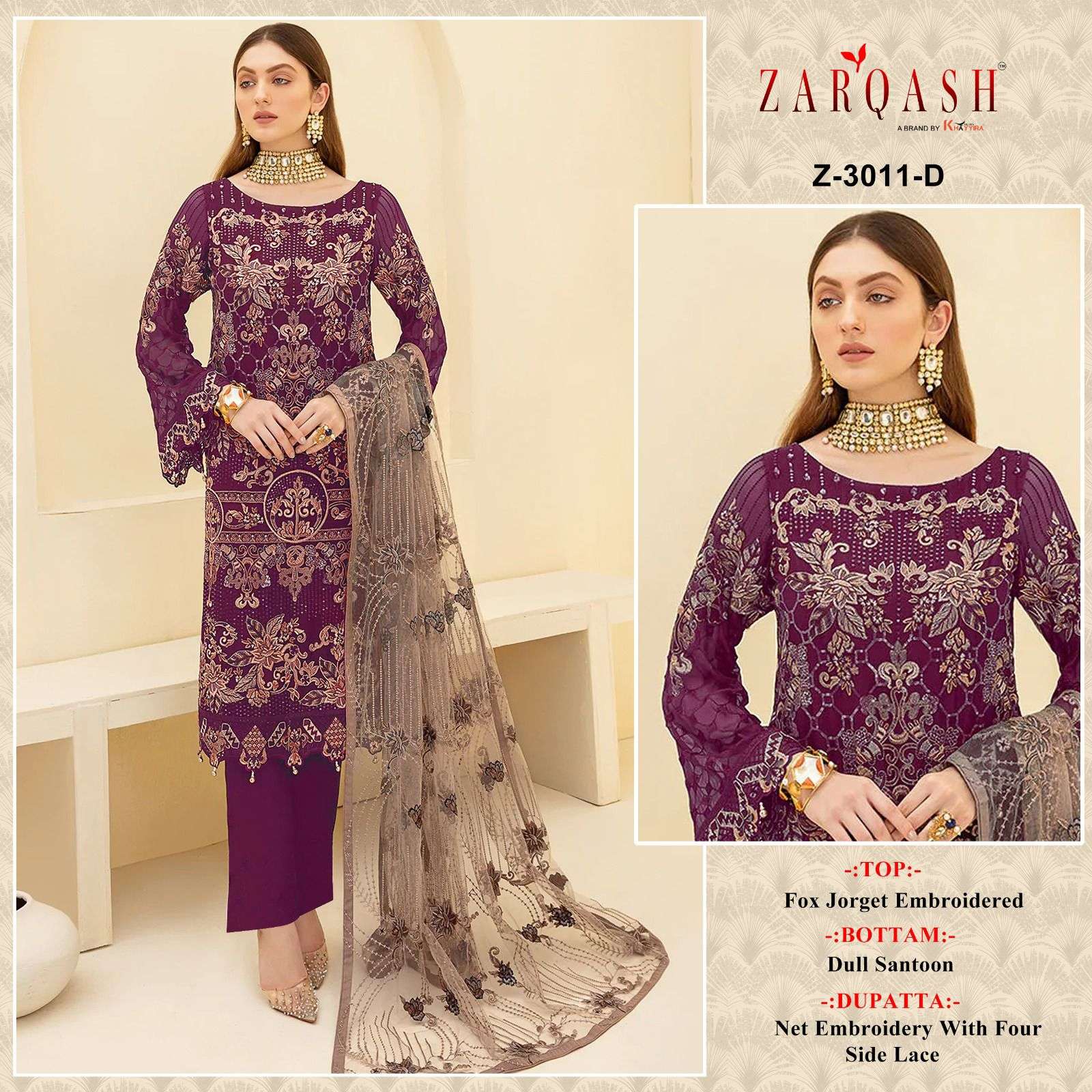 ZARQASH GEORGETTE HEAVY EMBROIDERY PAKISTANI SUIT REDAY DEAL...