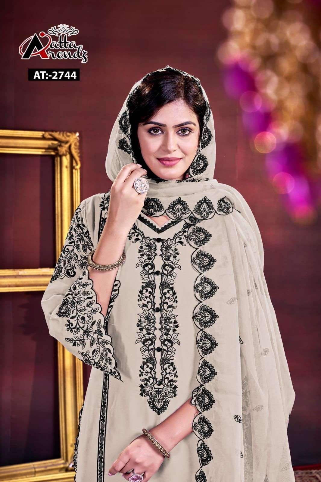 ATTA TRENDZ 2744 GEORGETTE WORK WOMEN FASHION SUIT DEALER IN...