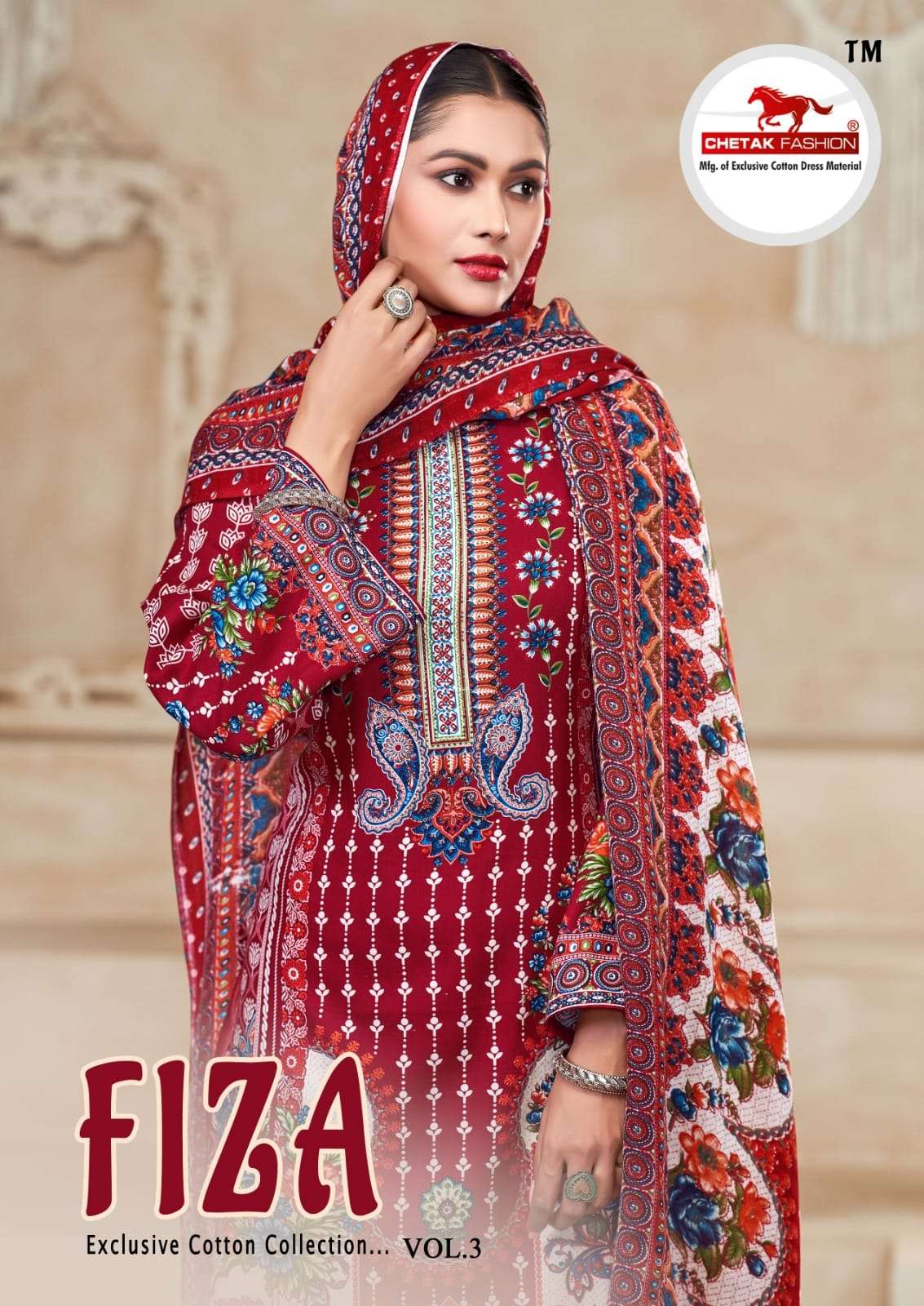 CHETAK FIZA VOL 2 RAYON PRINT DIMOND WORK 3 PCS SUIT RESELLE...