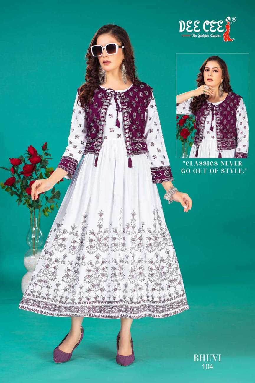 DEECEE BHUVI RAYON PLAIN PRETTY LONG KURTI FANCY LOW RATE IN...