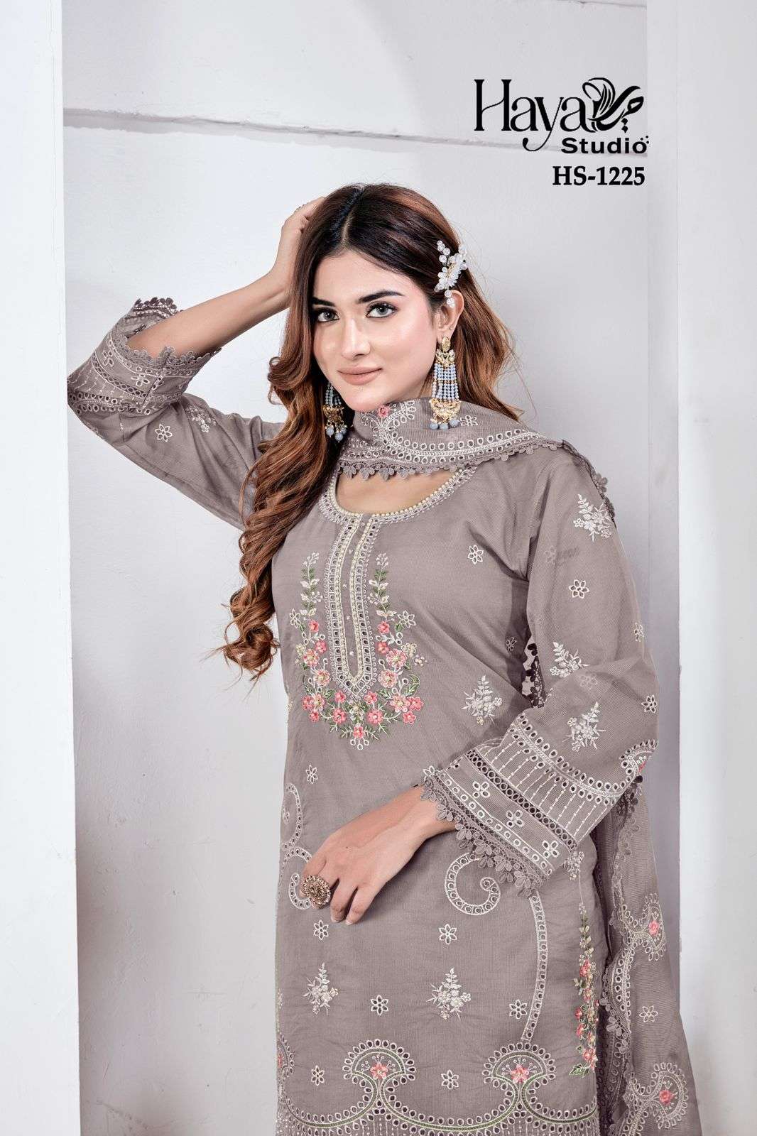 HAYA 1225 COTTON NET WORK PAKISTANI STYLISH TUNIC SUIT WHOLE...