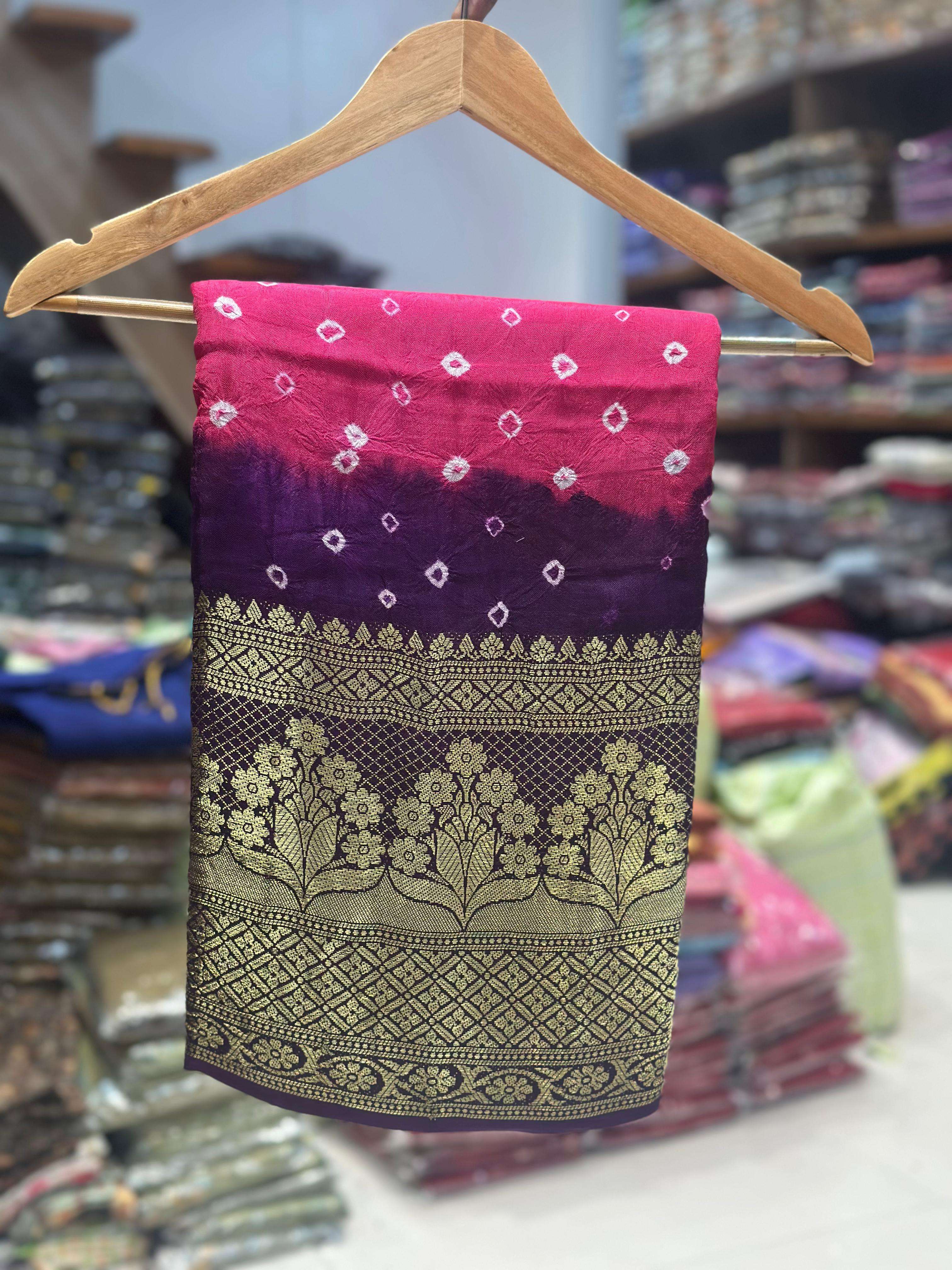 Heavy Weaving Border Cotton Silk With Bandhej Printed Saree ...